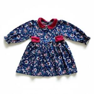 Vintage Esprit Holiday Christmas Festive Cotton Dress Toddler 3T Made in USA